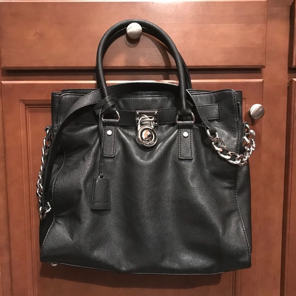 Michael Kors Emilia Large Tote Leather Shoulder Purse Handbag In Black